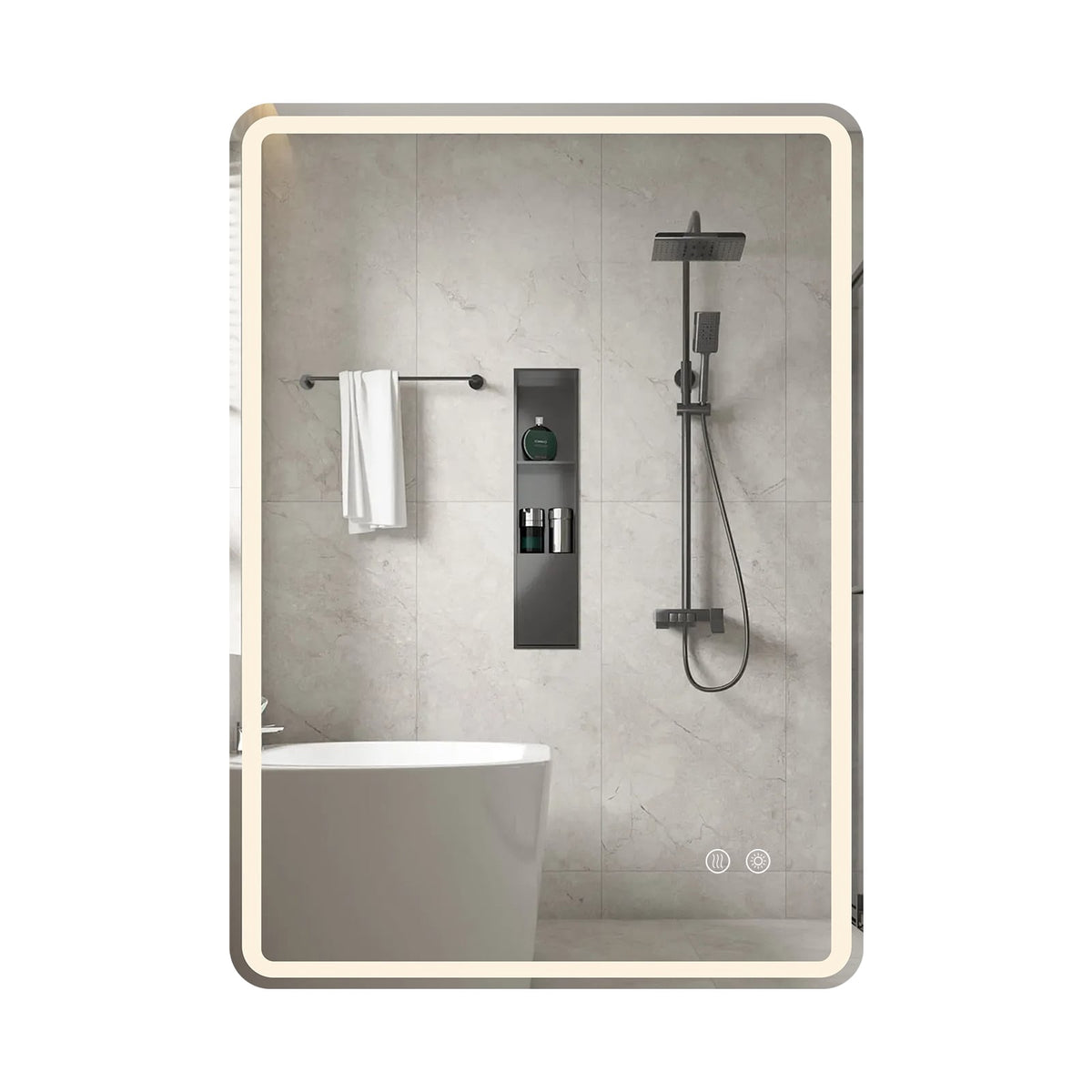 LED Bathroom Mirror, Anti-Fog, Dimmable, 80x60 cm
