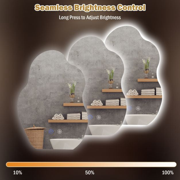 LED Bathroom Mirror, Asymmetrical, Anti-Fog, 70x50 cm