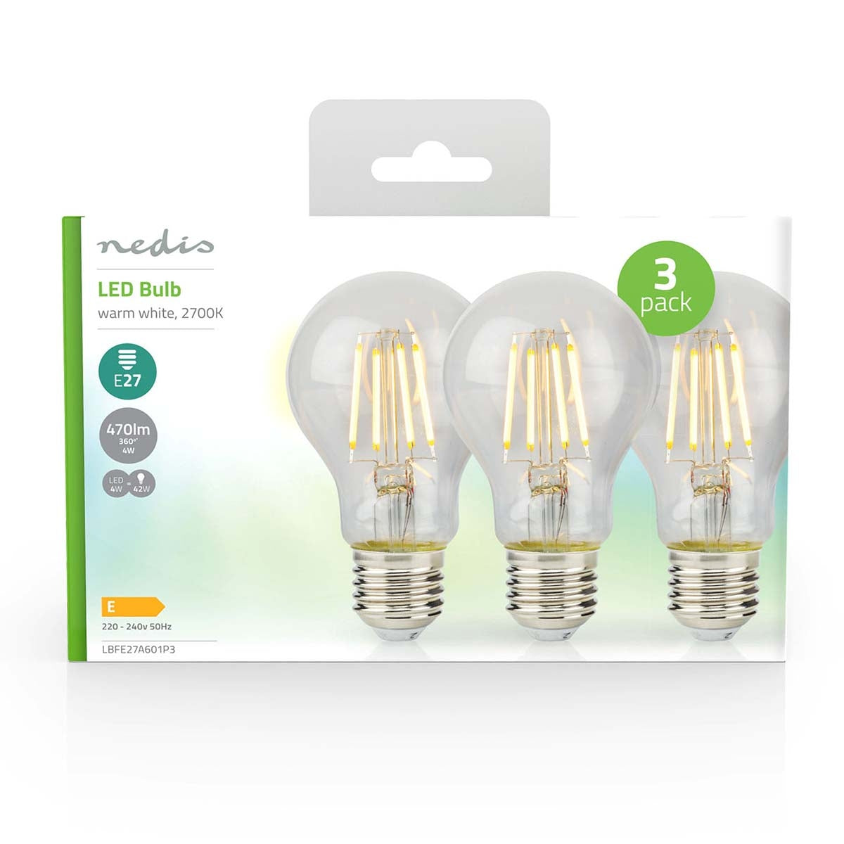 LED Bulb E27 | A60 | 4 W| 470 lm | 2700 K| Warm White | Retro Style | 3 pcs.