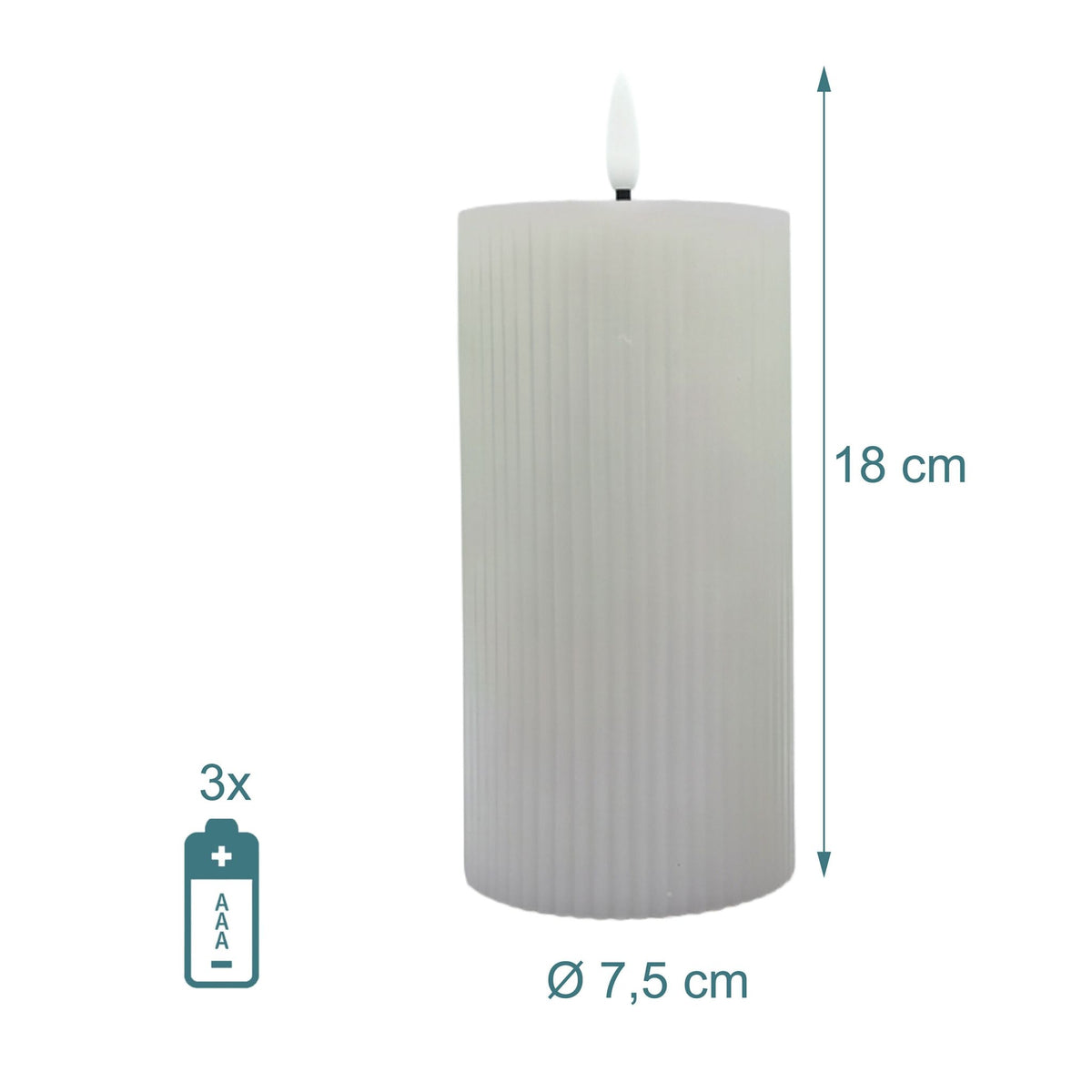 LED Candles, Real Wax, Set of 4, 18cm