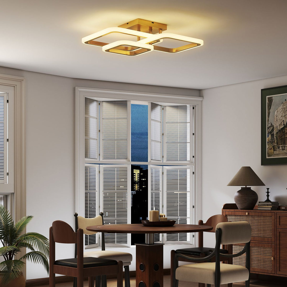 LED Ceiling Light 40W, 4300LM, 3-Color, Gold, 48x46x13 cm