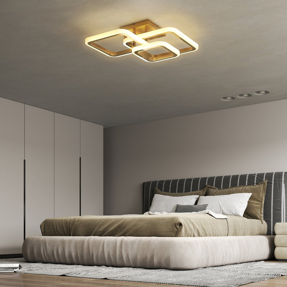 LED Ceiling Light 40W, 4300LM, 3-Color, Gold, 48x46x13 cm