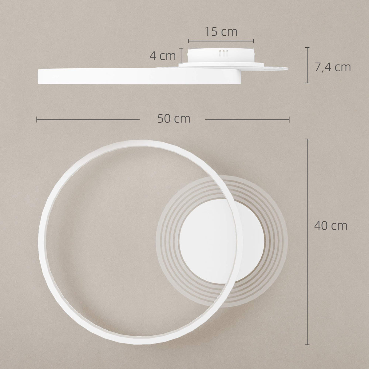 LED Ceiling Light, Adjustable Color Temp, 30W, White