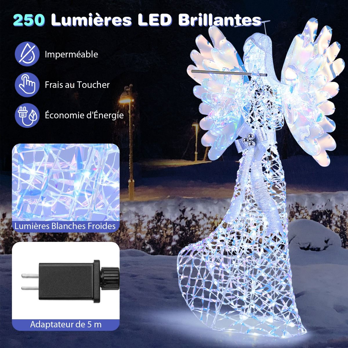 LED Christmas Angel Decoration, 1.58 m, 250 LEDs, White
