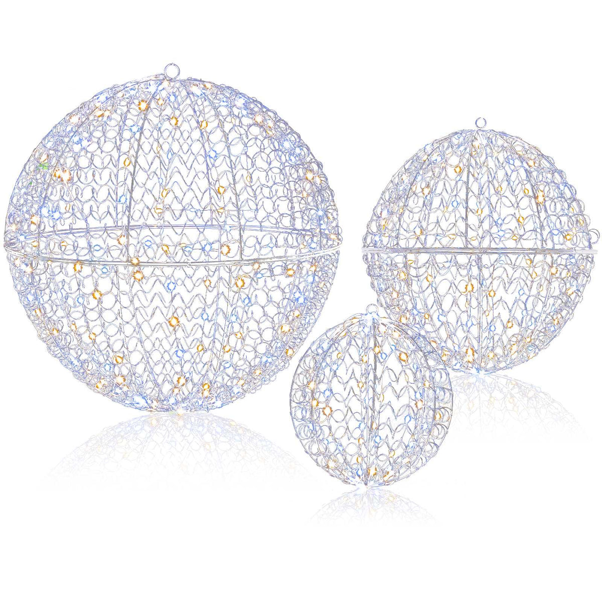 LED Christmas Ball Set, 3 Sizes, 435 LEDs, Outdoor Hanging
