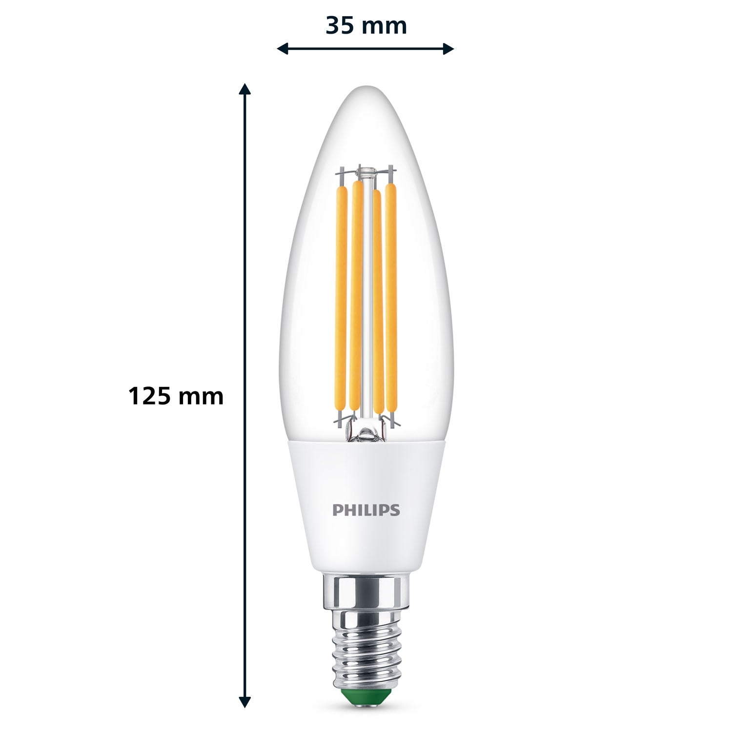 LED E14 B35 Crown 2.3W (40W) Clear 485lm 2700K Energy class A