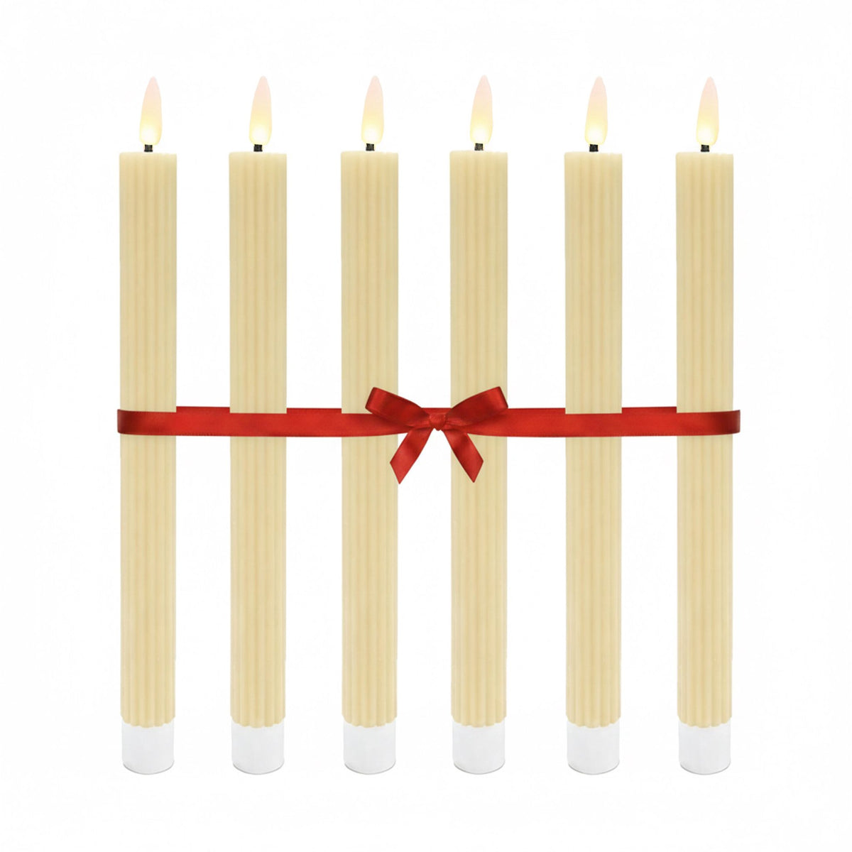 LED Flameless Taper Candles, Real-Wax, Set of 6