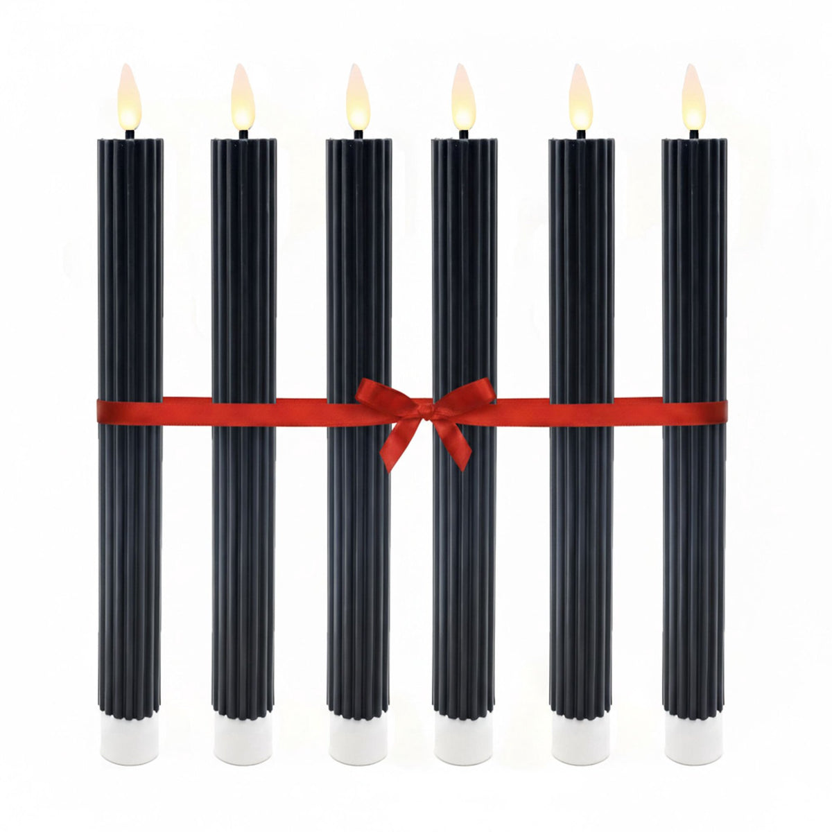 LED Flameless Taper Candles, Real-Wax, Set of 6