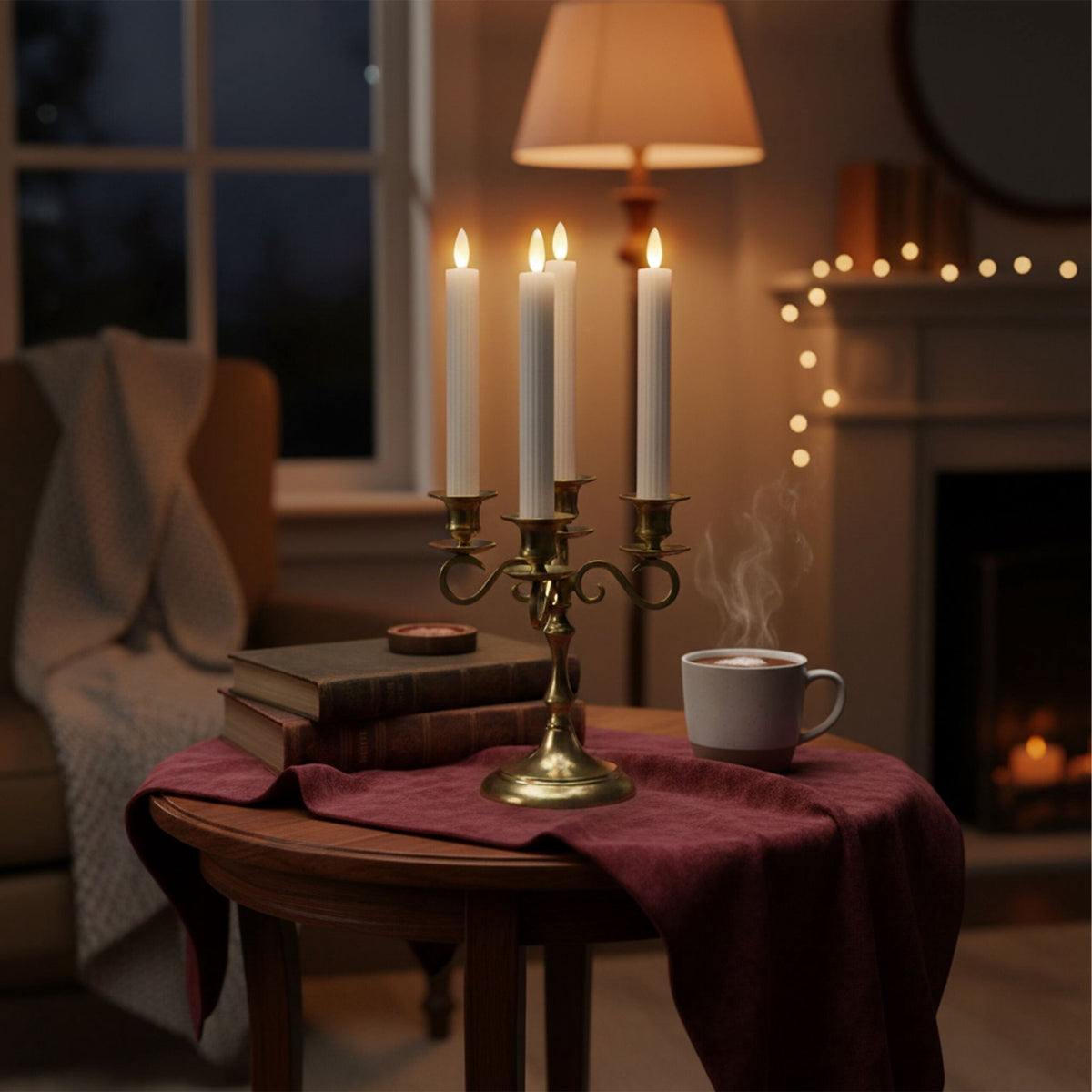 LED Flameless Taper Candles, Real-Wax, Set of 6