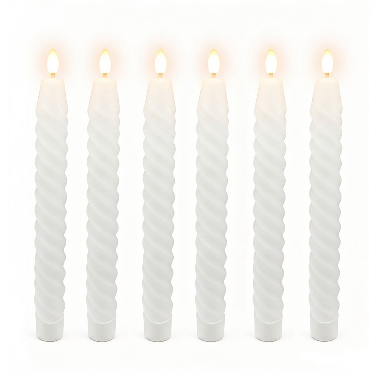LED Flameless Taper Candles, Real Wax, Set of 6