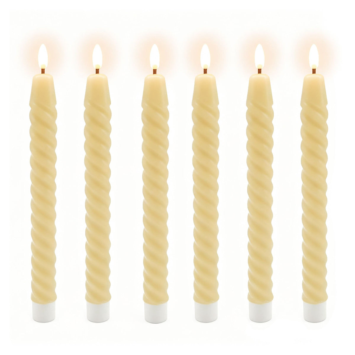 LED Flameless Taper Candles, Real Wax, Set of 6