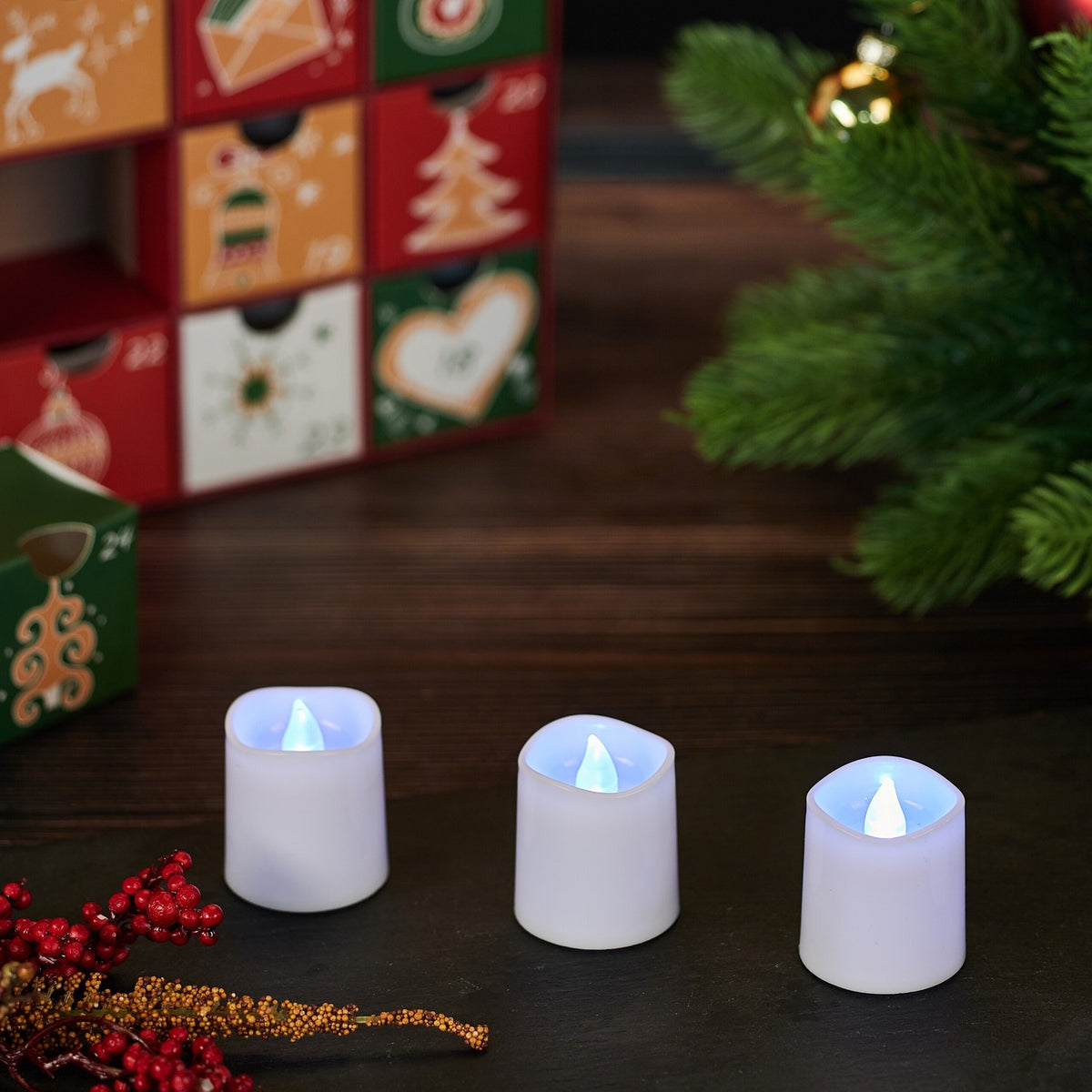 LED Flickering Tea Light Candles, Set of 12, Battery Included