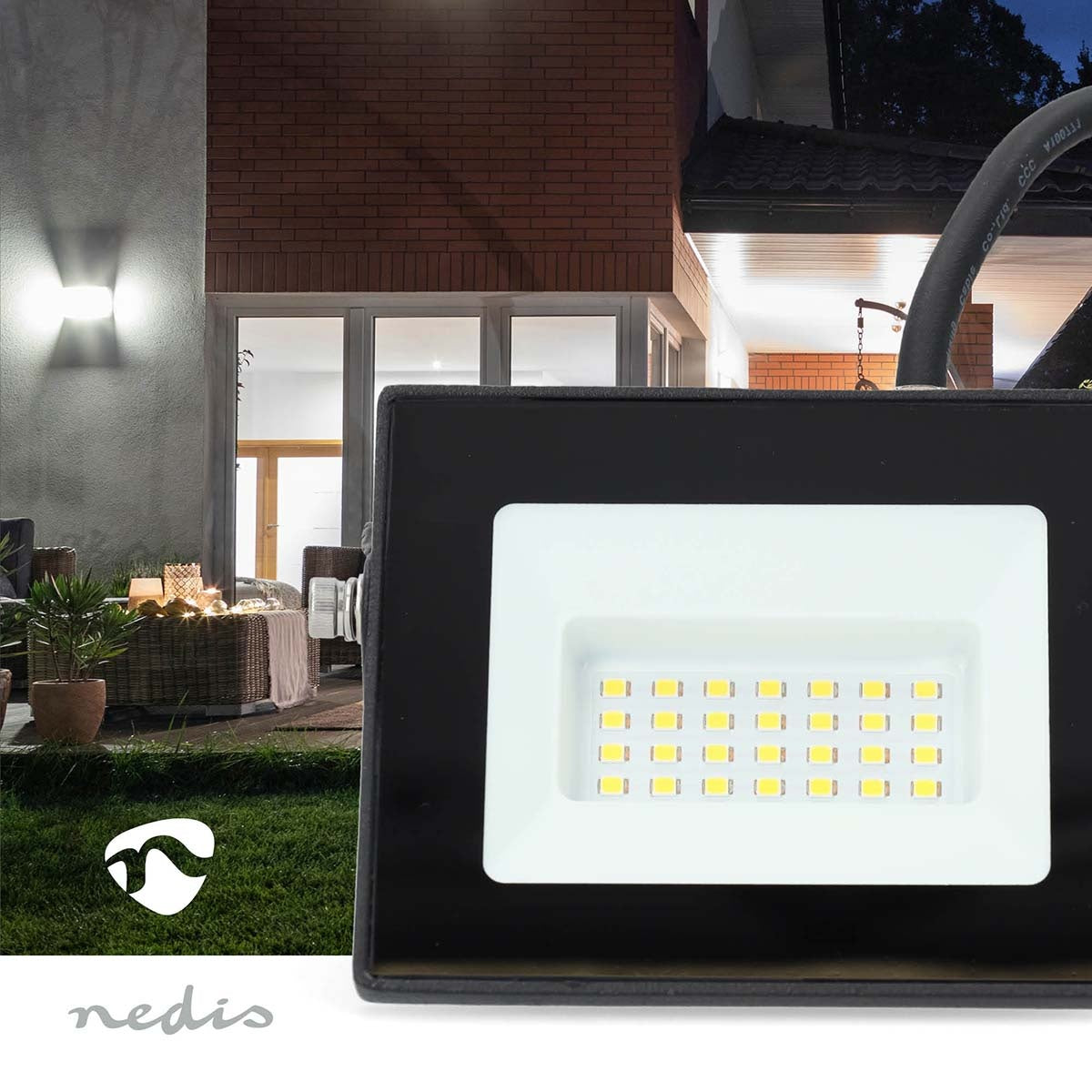 LED Floodlight | 4000 K | Rated luminous flux: 1620 lm | IP65 | 1.00 m | Energy class: F | 220 - 240 V AC 50/60 Hz | 20 W