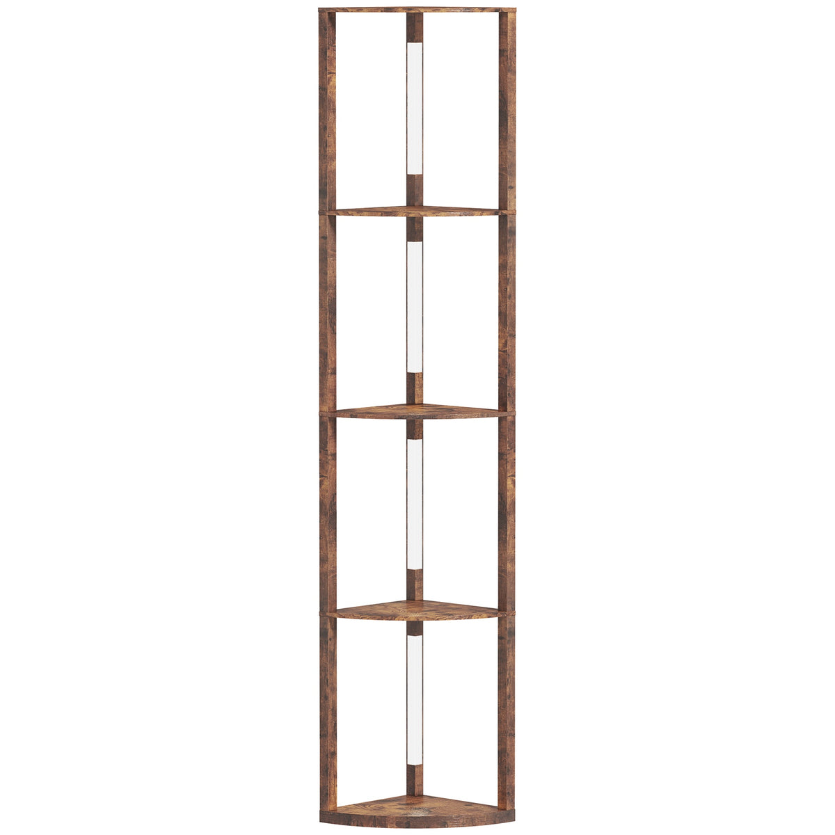 LED Floor Lamp With Shelves, Rustic Brown, Foot Switch, Dimmable