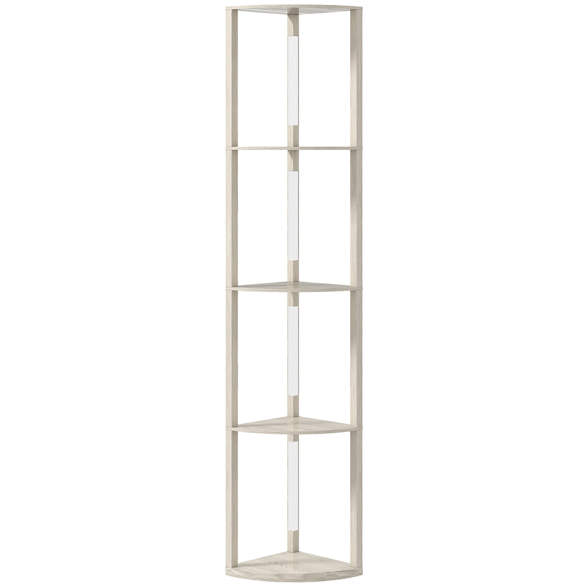 LED Floor Lamp with Shelves, Dimmable, Oak Finish, 41x30x164cm