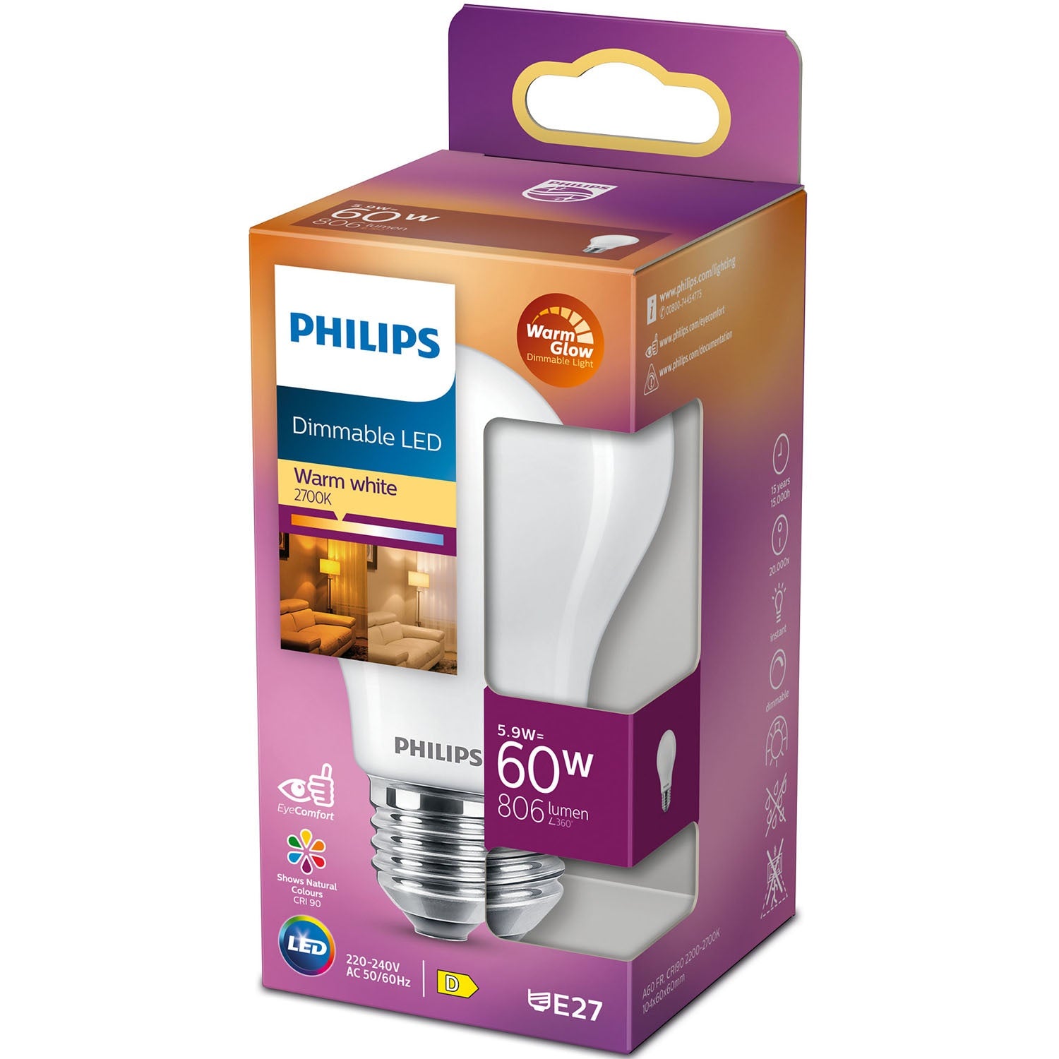 LED GU10 50W + E27 60W Dimmable WarmGlow Set