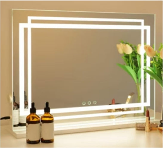 LED Makeup Mirror, 3-Color Dimmable, Touch, 80x62 cm