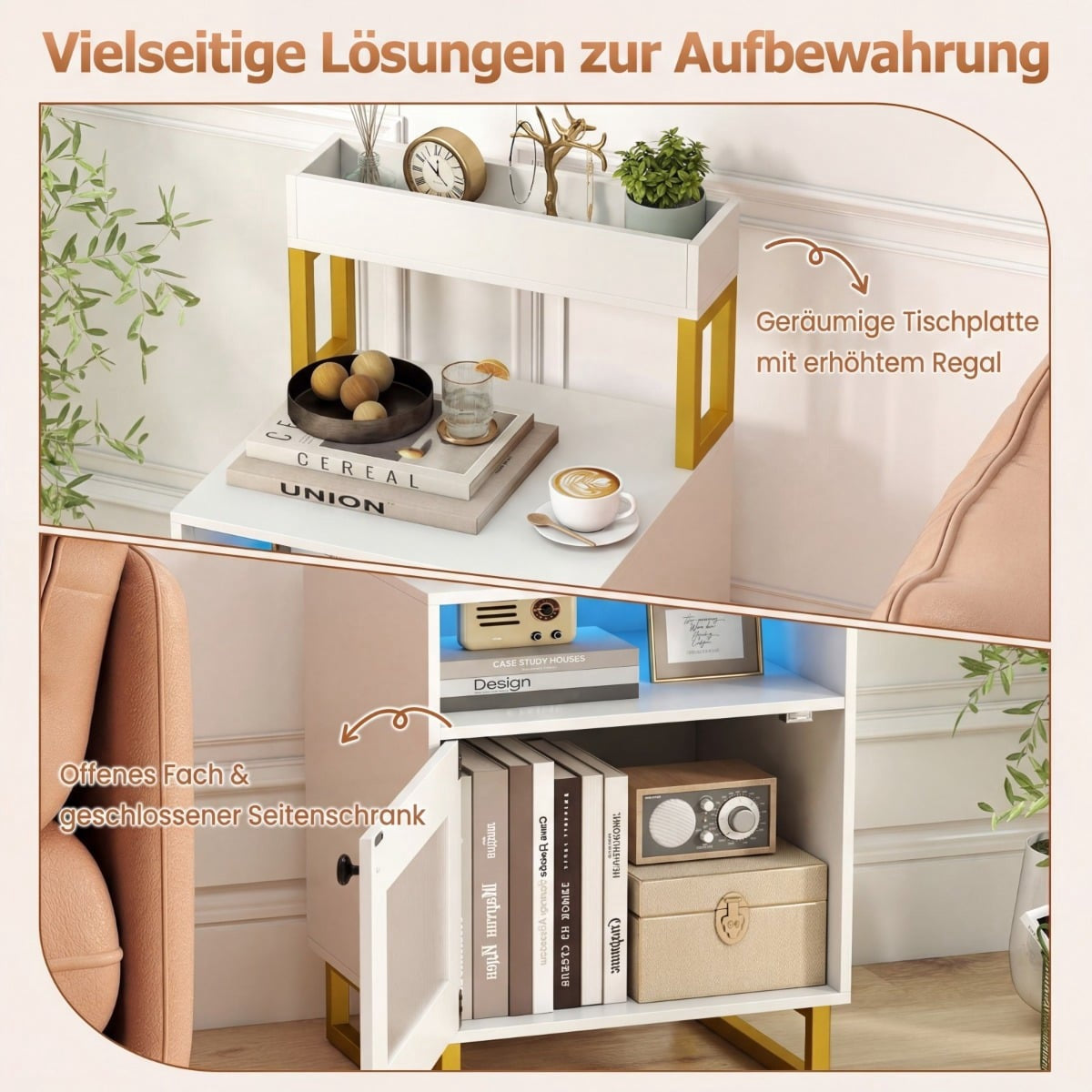 LED Nightstand with Adjustable Lighting and Storage
