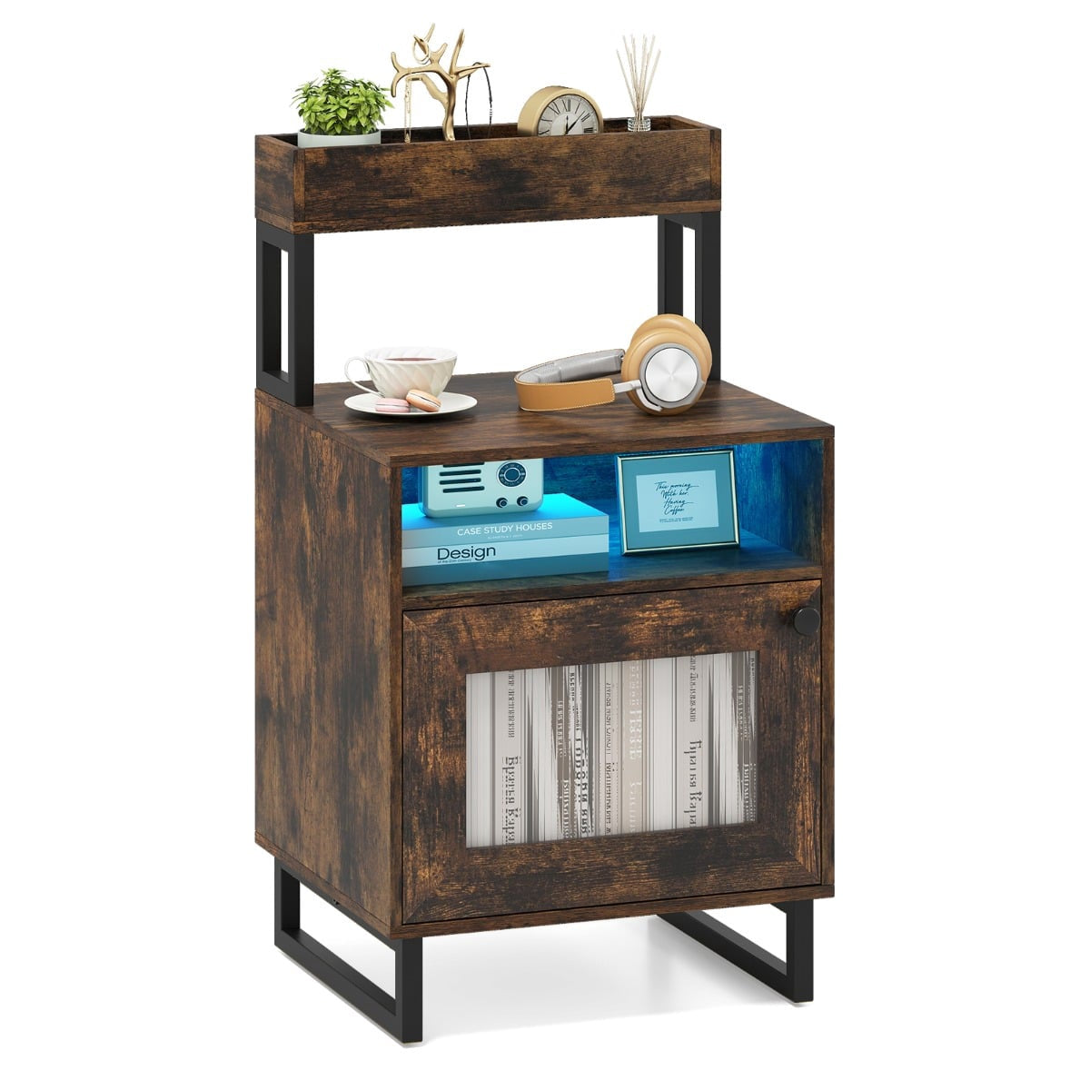 LED Nightstand with Adjustable Lighting and Storage