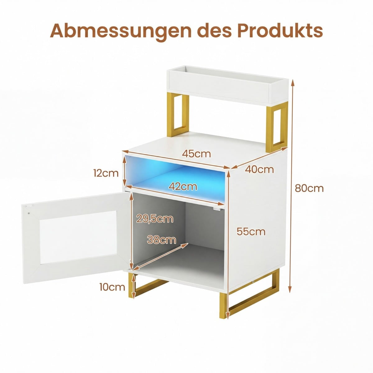 LED Nightstand with Adjustable Lighting and Storage