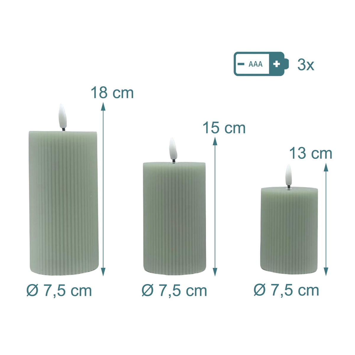 LED Real-Wax Flameless Candles – Set of 3