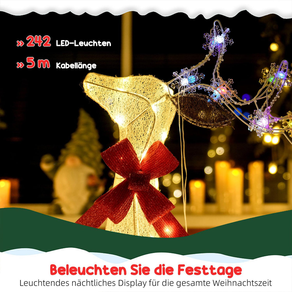 LED Reindeer Family Set – Waterproof, Steel, Polyester