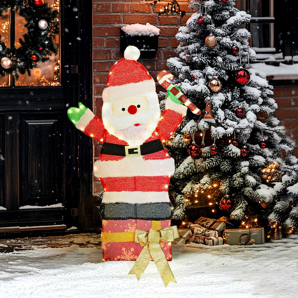 LED Santa Christmas Decoration, 97 Warm White Lights, 93 cm