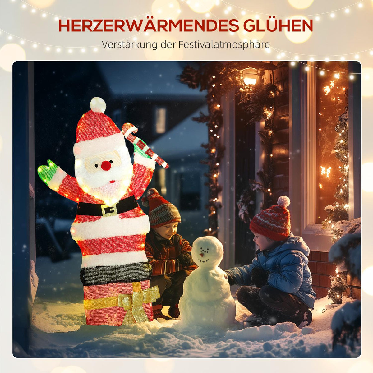 LED Santa Christmas Decoration, 97 Warm White Lights, 93 cm