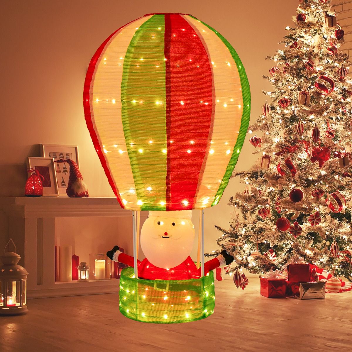 LED Santa Hot Air Balloon Decoration, 135 cm, 160 LEDs