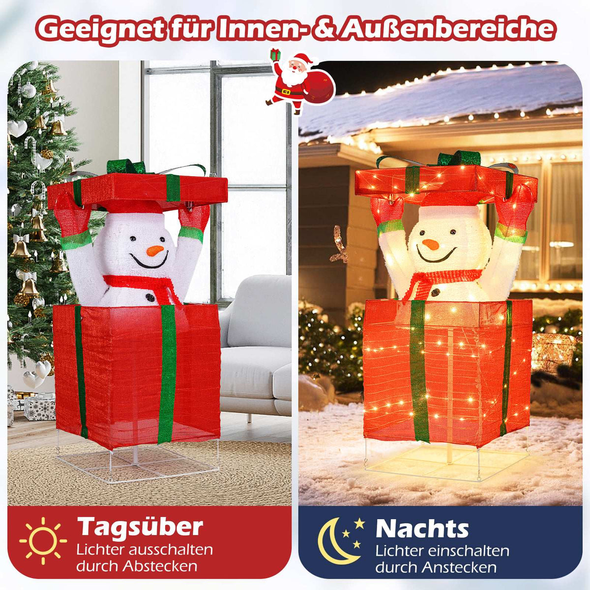 LED Snowman Decoration with 100 Warm White Lights