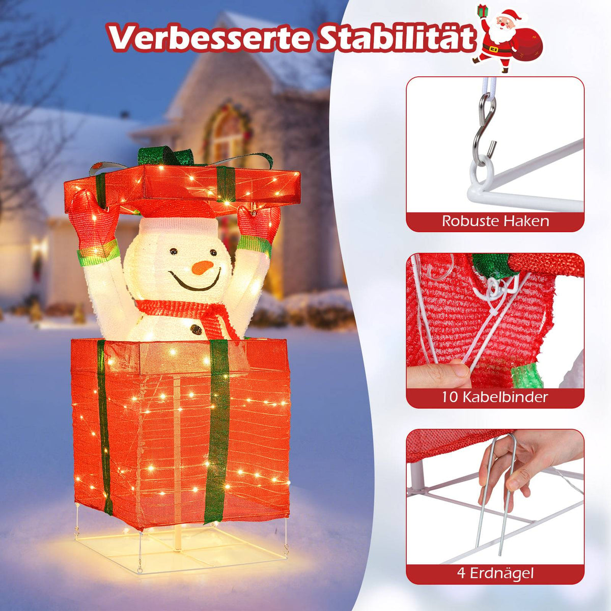 LED Snowman Decoration with 100 Warm White Lights