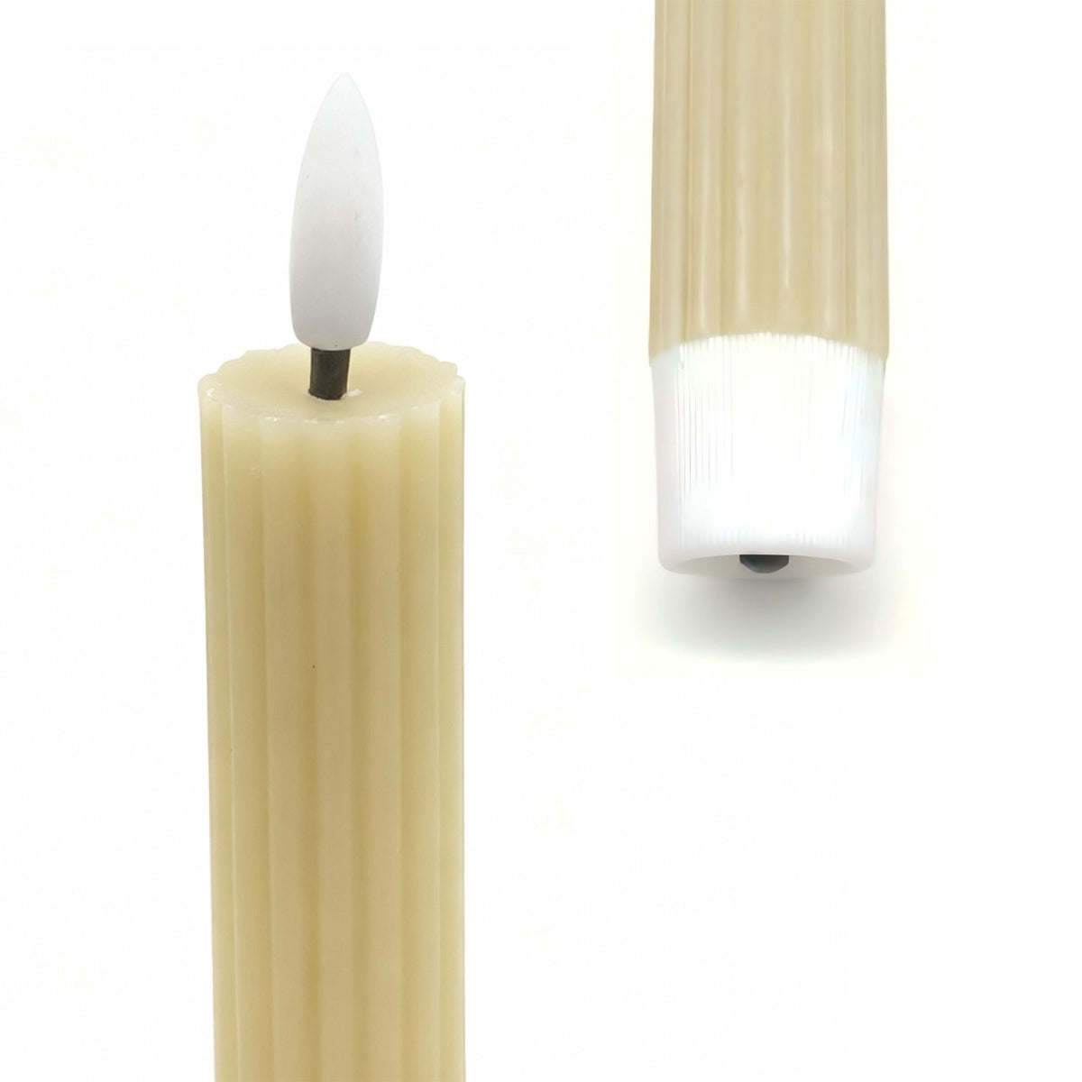 LED Wax Taper Candles, Flickering Flame, Set of 4