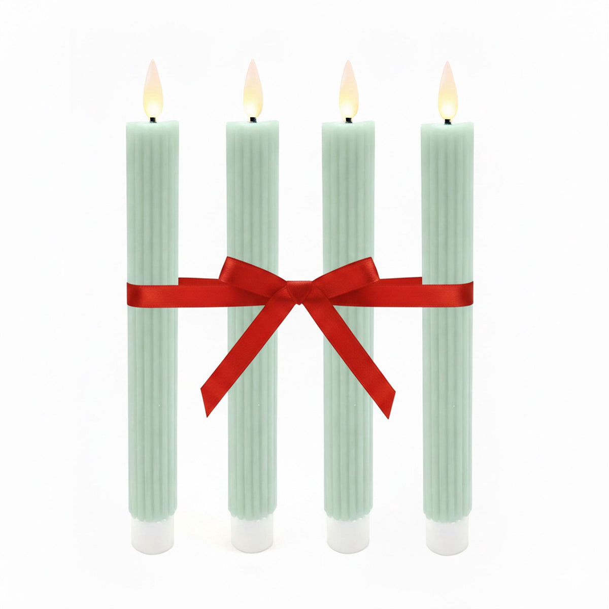 LED Wax Taper Candles, Set of 4, Flameless with Timer