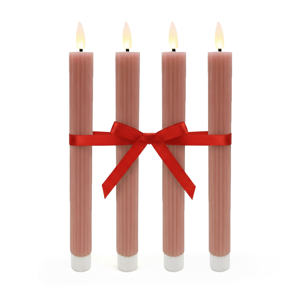 LED Wax Taper Candles, Set of 4, Flickering Flame