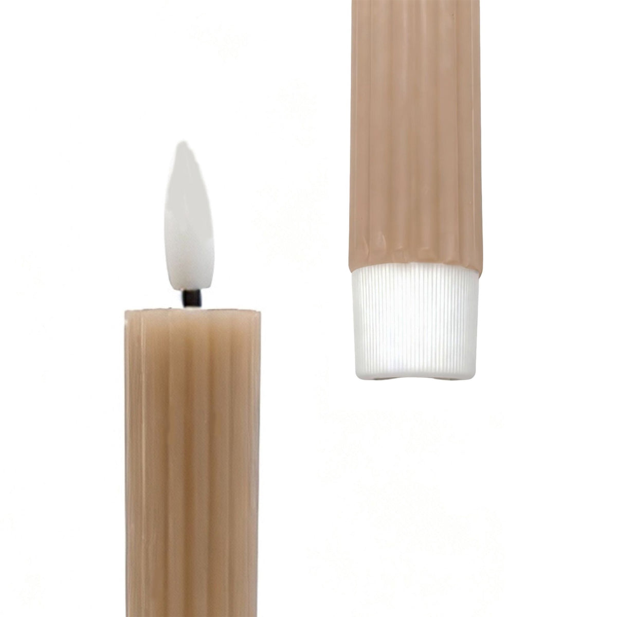 LED Wax Taper Candles, Set of 4, Flickering Flame