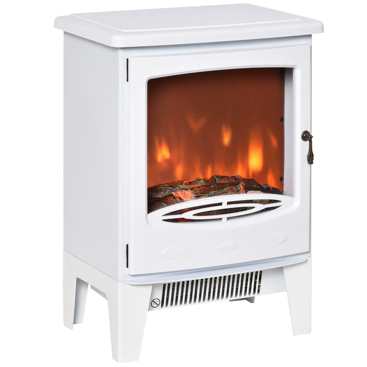 LED electric fireplace freestanding fireplace with flame effect 900/1800W metal & ABS plastic in white 39 x 26 x 54.8 cm for a cozy atmosphere