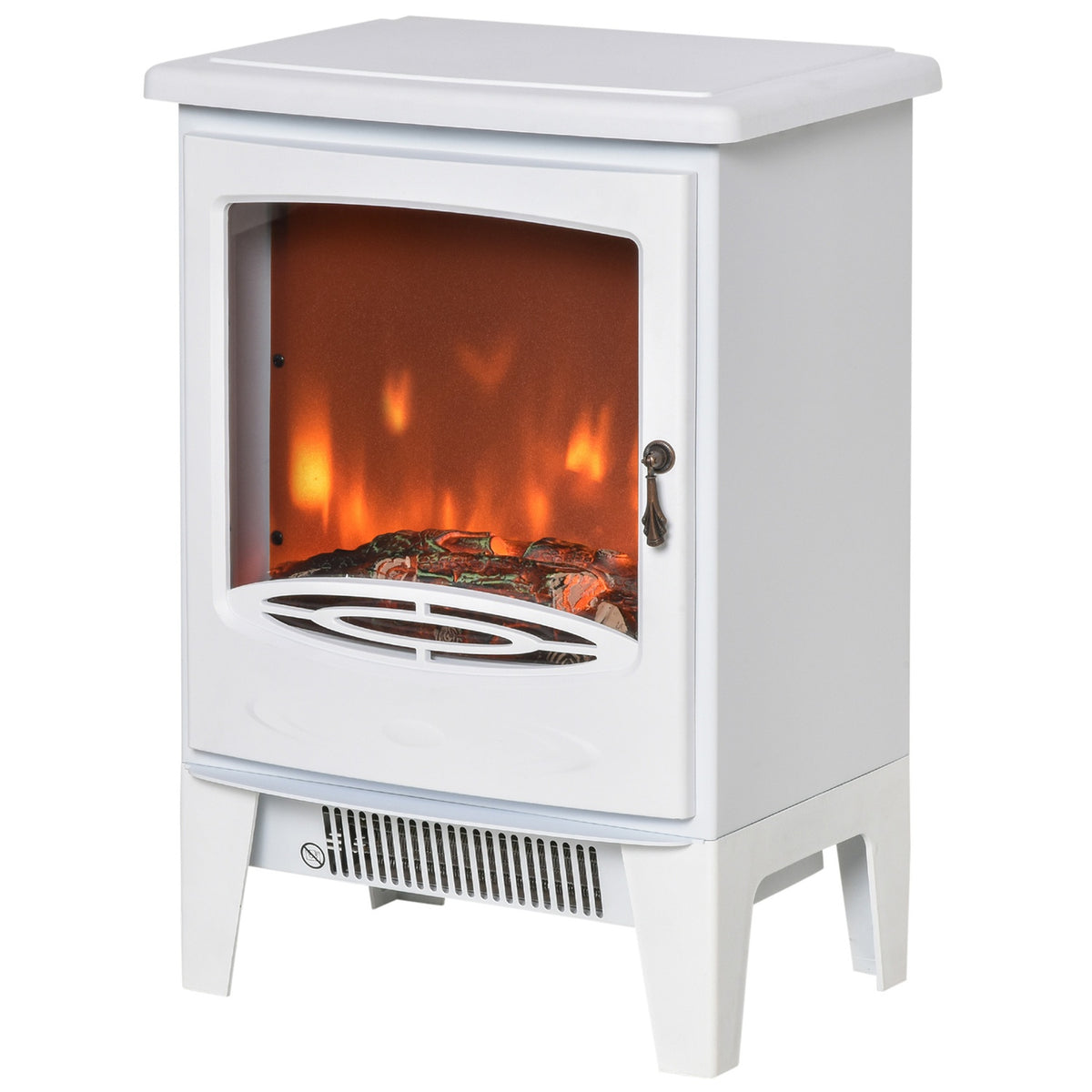 LED electric fireplace freestanding fireplace with flame effect 900/1800W metal & ABS plastic in white 39 x 26 x 54.8 cm for a cozy atmosphere