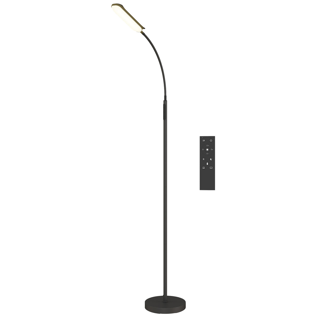 LED floor lamp, 5 modes, memory function, adjustable brightness, steel, black