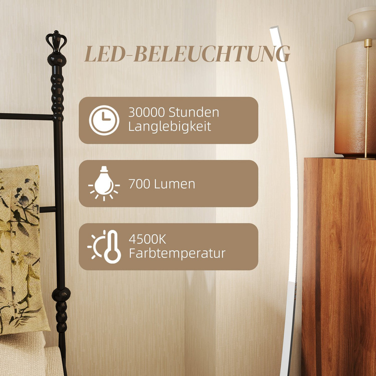 LED floor lamp living room floor lamp with foot switch, dimmable floor lamp with adjustable brightness, floor lamp for bedroom, silver
