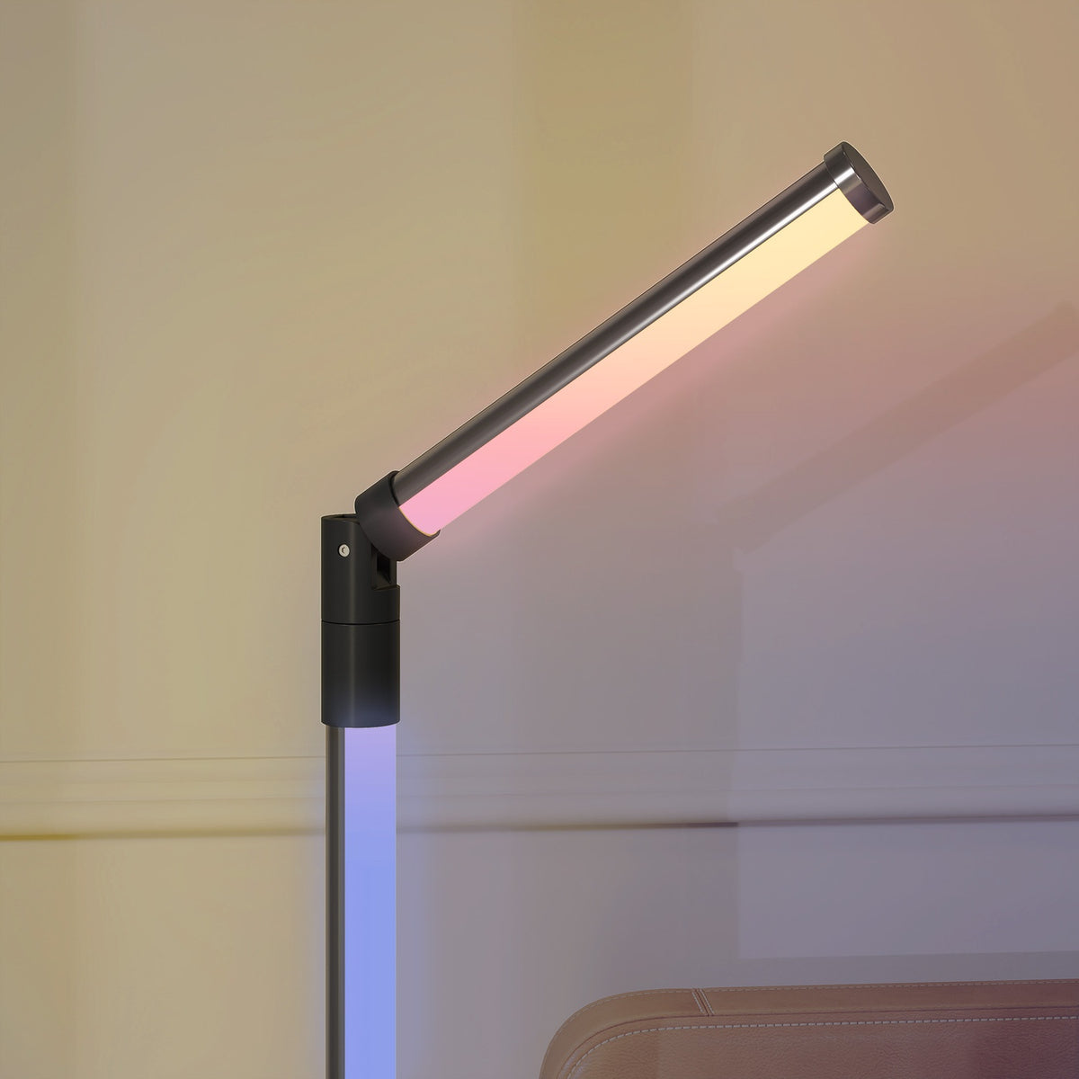LED floor lamp living room floor lamp with remote control, app control, dimmable floor lamp with timer, music synchronization, floor lamp with scene modes, for bedroom, dark gray