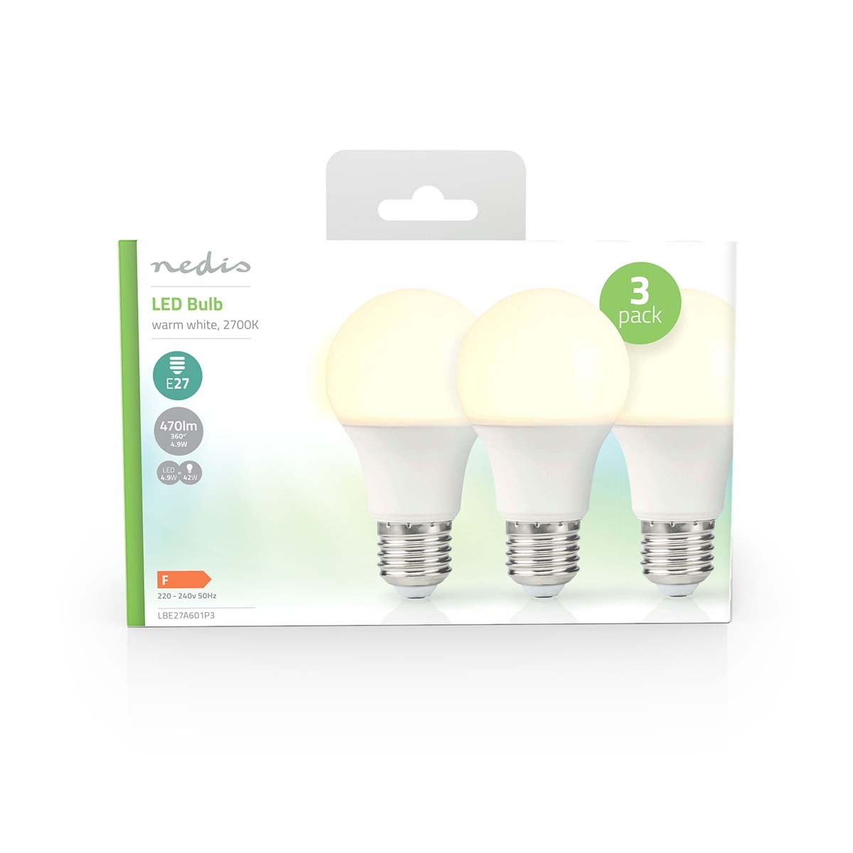LED lamp E27 | A60 | 4.9 W| 470 lm | 2700 K| Warm White | Retro Style | Matte | 3 pcs.