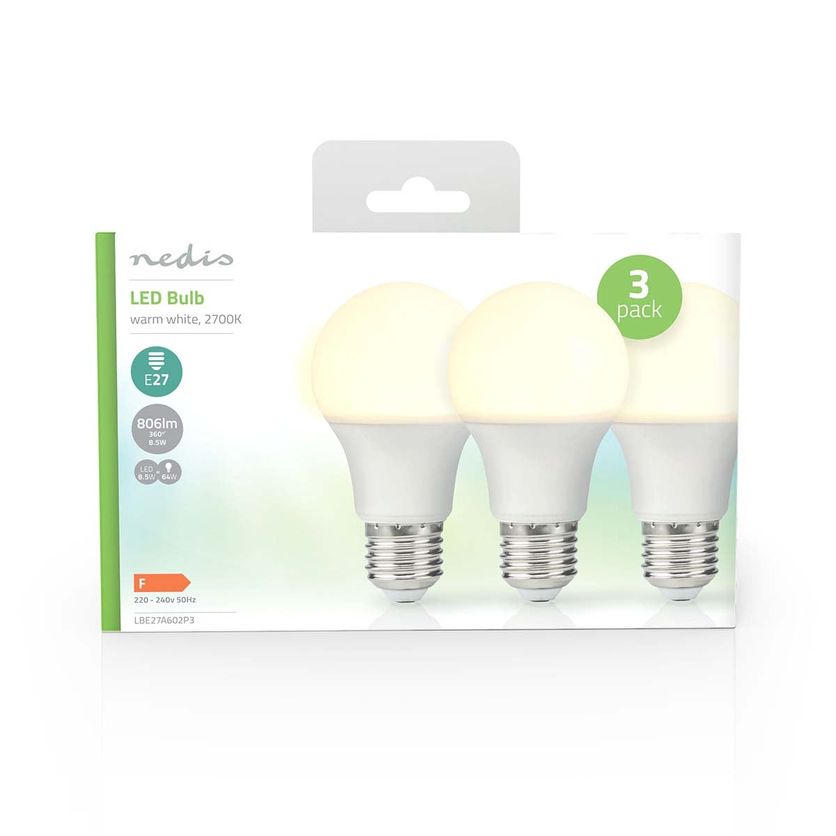 LED lamp E27 | A60 | 8.0 W| 806 lm | 2700 K| Warm White | Retro Style | Matte | 3 pcs.