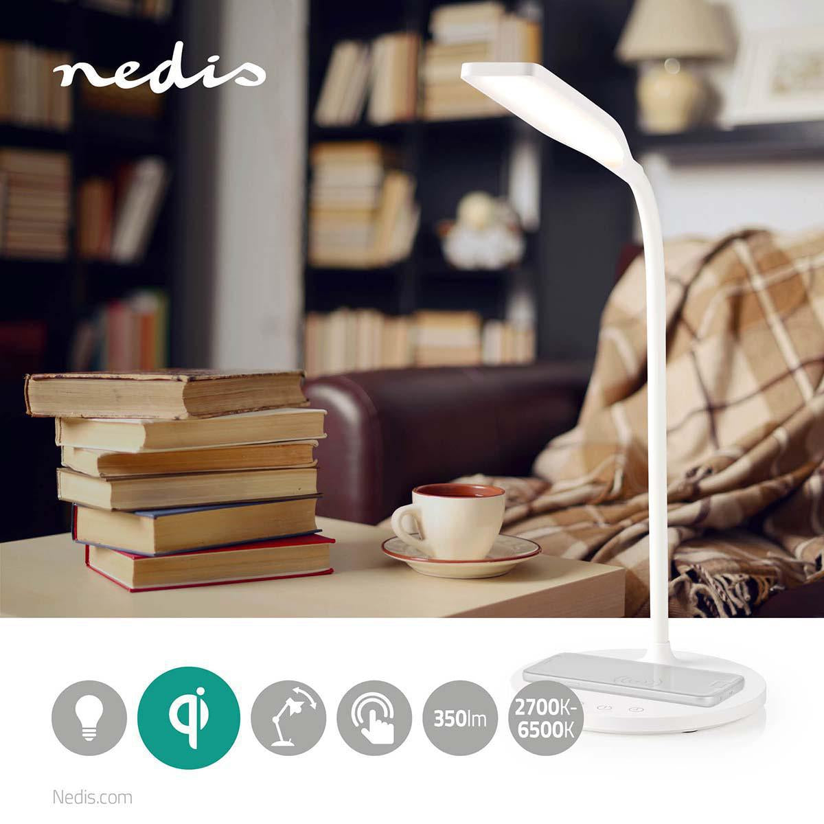 LED lamp with wireless charger | Dimmer - On device | LED / Qi | 10 W| With dimming | Cold White / Natural White / Warm White | 2700 - 6500 K