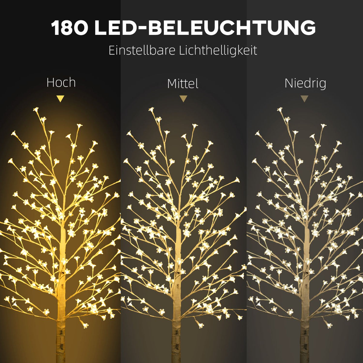 LED tree, light tree, cherry tree with 180 LEDs, 3 brightness levels, 180 cm tree light, artificial tree with lighting, Christmas decoration