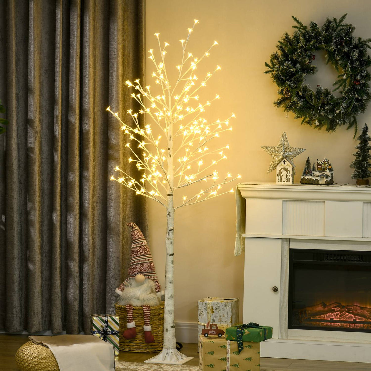 LED tree, light tree, cherry tree with 180 LEDs, 3 brightness levels, 180 cm tree light, artificial tree with lighting, Christmas decoration
