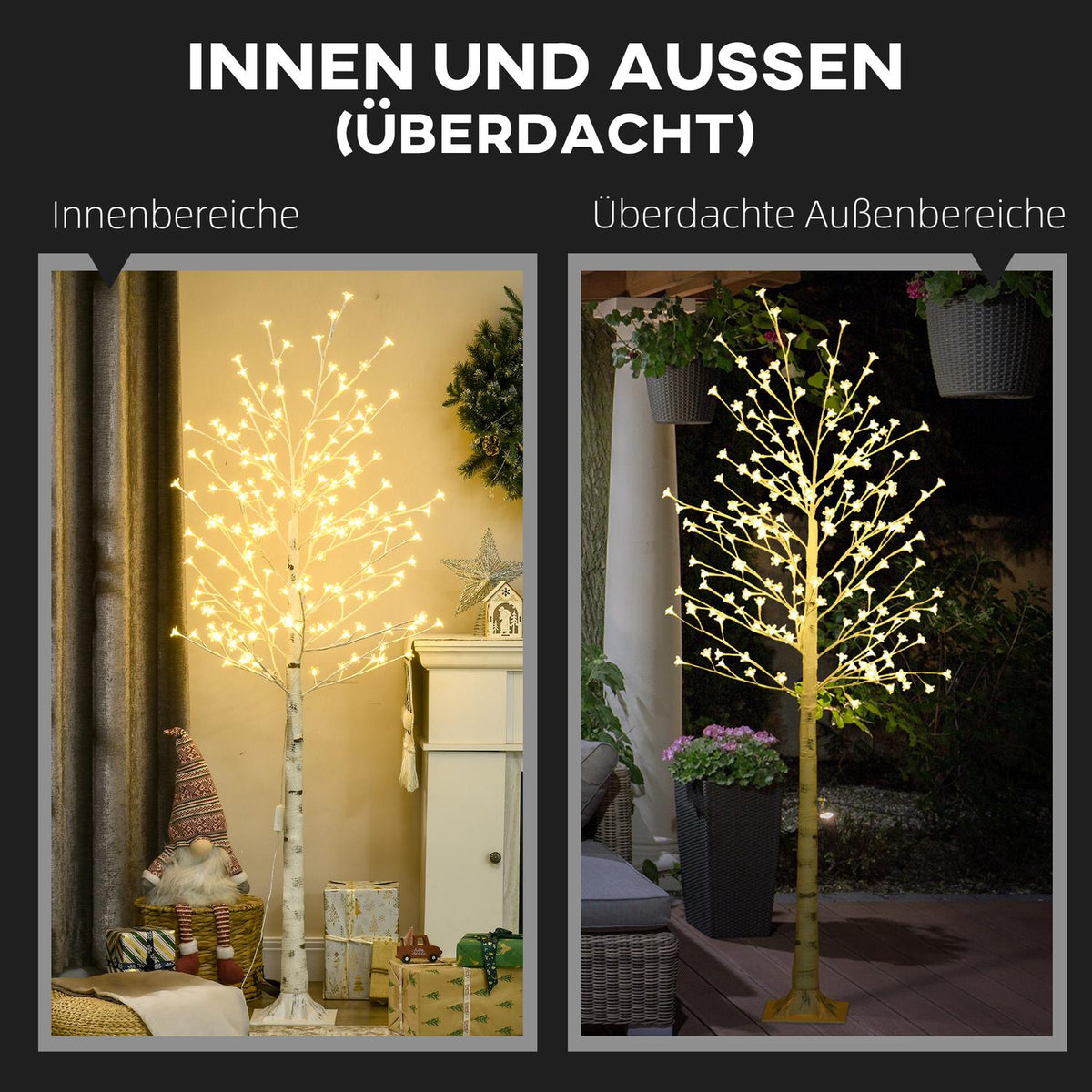 LED tree, light tree, cherry tree with 180 LEDs, 3 brightness levels, 180 cm tree light, artificial tree with lighting, Christmas decoration