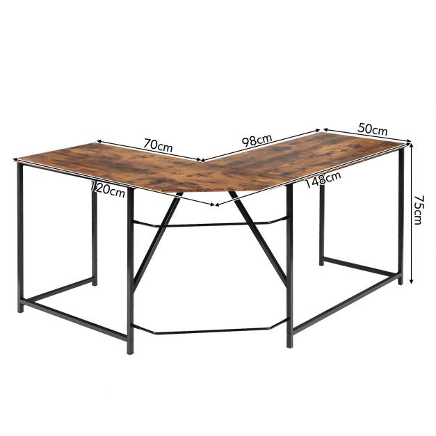 L-Shaped Corner Computer Desk, Rustic Brown, 58 x 47 in