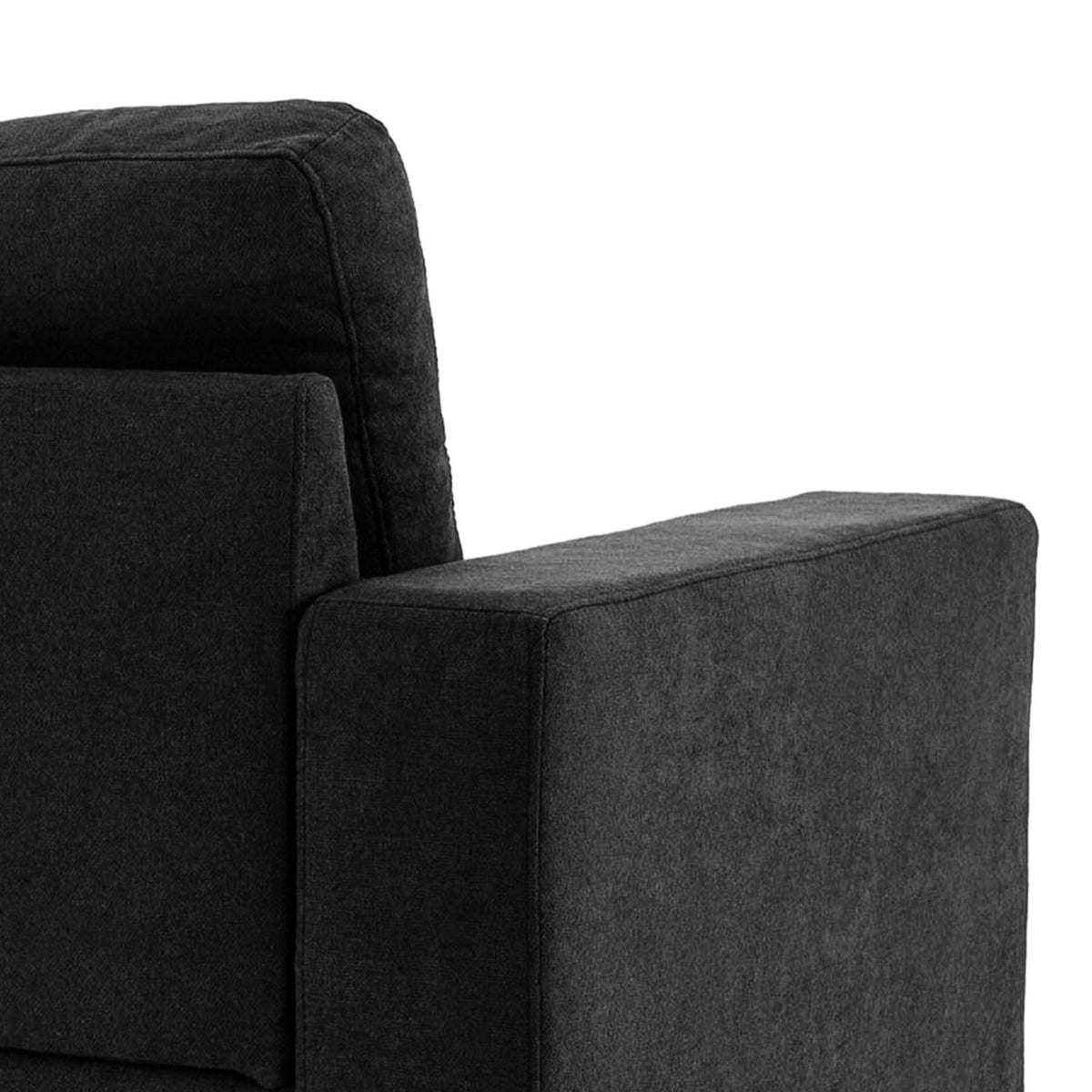 L-Shaped Corner Sofa Black Corner Couch With Chaise Longue Linen Look For Living Room 3 People