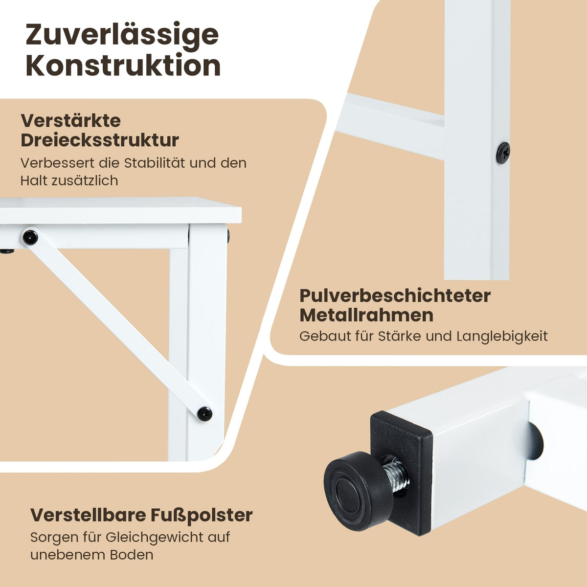 L-Shaped Desk with Charging Station & Shelves, White