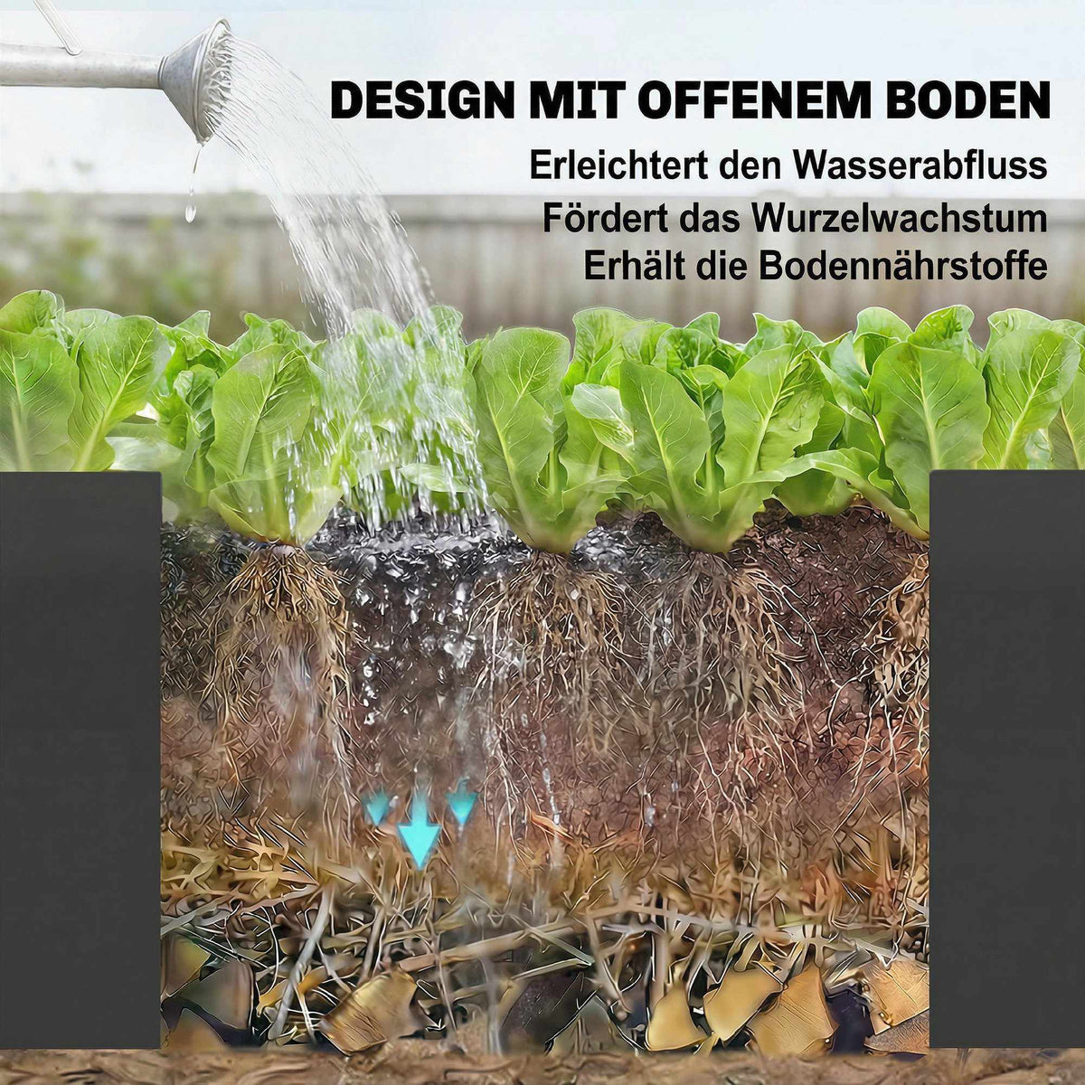 L-Shaped Raised Garden Bed, Galvanized Steel, 150x150x55 cm